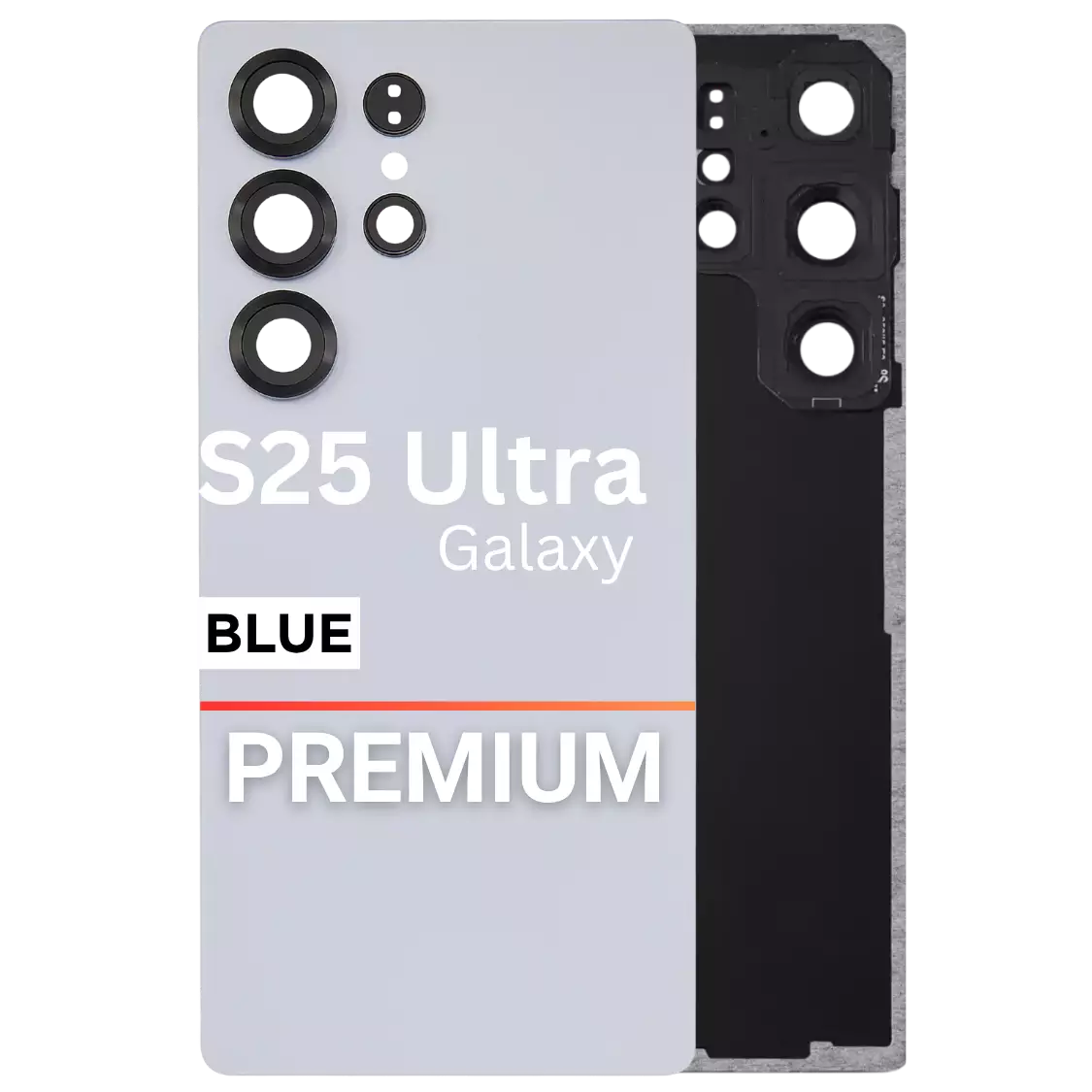 Back Glass Compatible For Samsung Galaxy S25 Ultra : With Camera Lens Premium - Blue Back Glass Compatible For Samsung Galaxy S25 Ultra