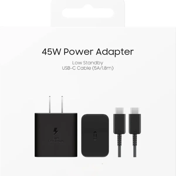 45w Usb-c Power Adapter With Usb-c Cable Combo - Black
