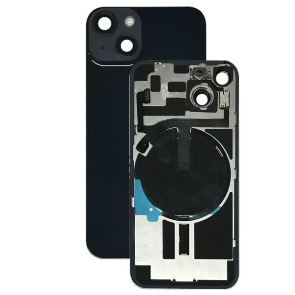 Back Glass For Iphone 14 With Steel Plate With Wireless Nfc Charging Magsafe Magnet And Flashlight Flex Black