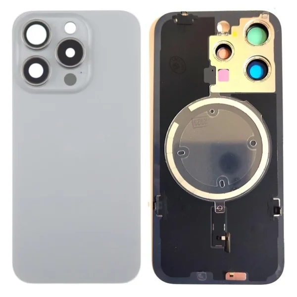 Back Glass for Apple iPhone 15 Pro Max with Magsafe Plate - Natural Titanium