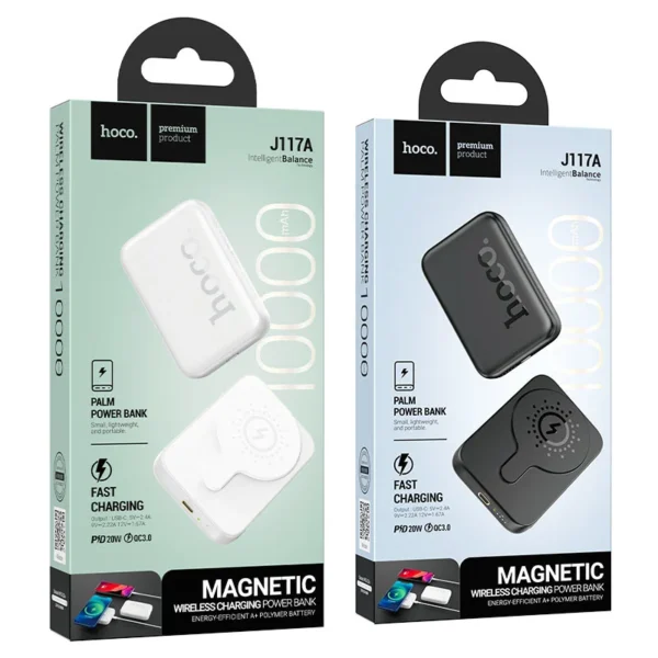 Hoco Magnetic Wireless Charging Power Bank 10000 Mah J117a - Black