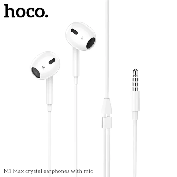 Hoco M1 Max Crystal Earphones With Mic – White