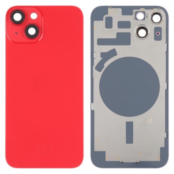 Back Glass For IPhone 14 Plus With Steel Plate With Wireless Nfc Charging Magsafe Magnet And Flashlight Flex - Red - Pulled
