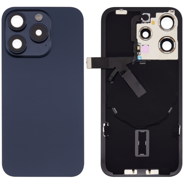 Back Glass For Iphone 14 With Steel Plate With Wireless Nfc Charging Magsafe Magnet And Flashlight Flex Blue