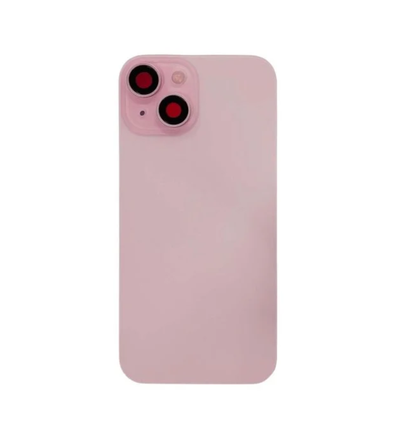 Back Glass with Steel Plate & Camera Lens for Apple iPhone 15 with MagSafe Plate - Premium - Pink