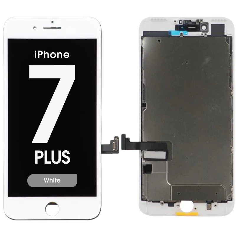 LCD Assembly for Apple iPhone 7 Plus with Steel Plate Pre-Installed - Pulled Grade C - White